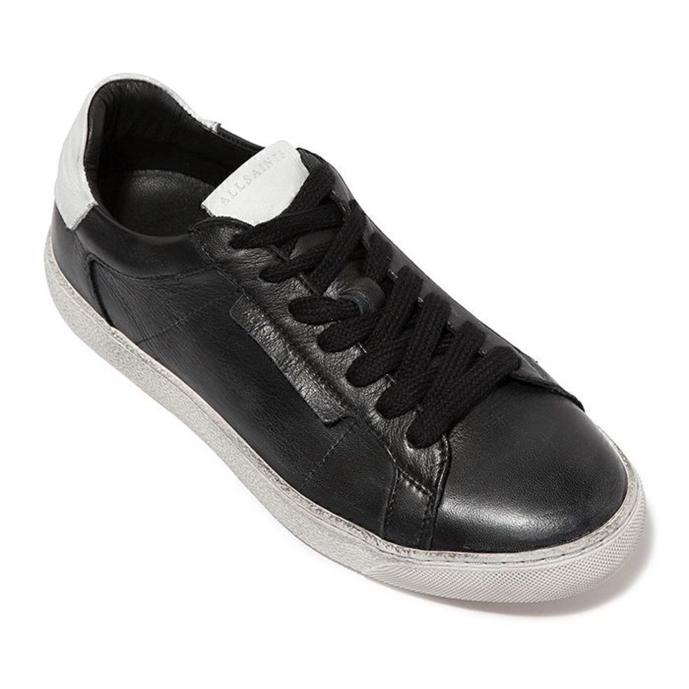 Allsaints Sheer black distressed leather sneakers